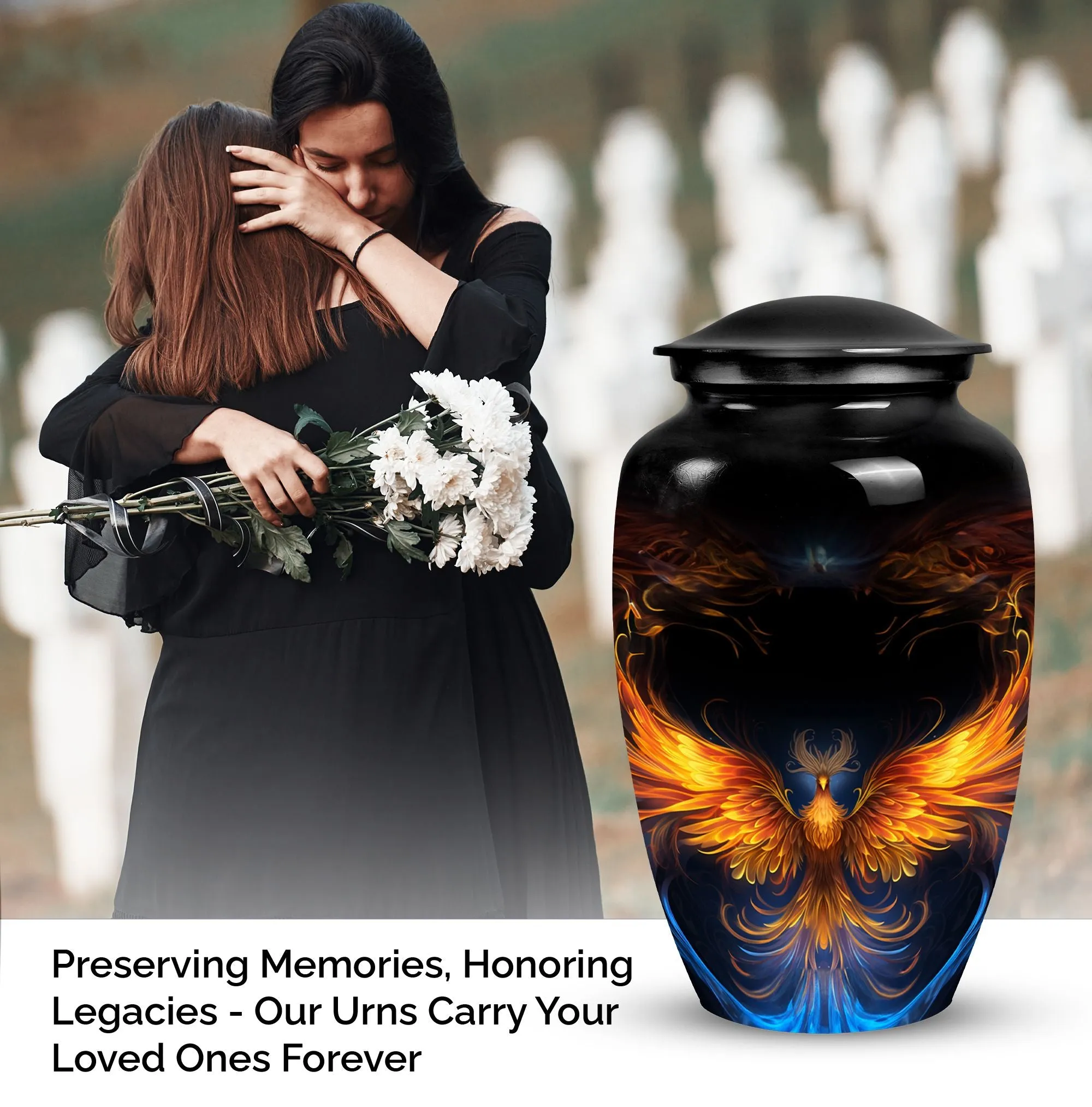 Phoenix Metal Cremation Urn - Large Urns for Adult Ashes