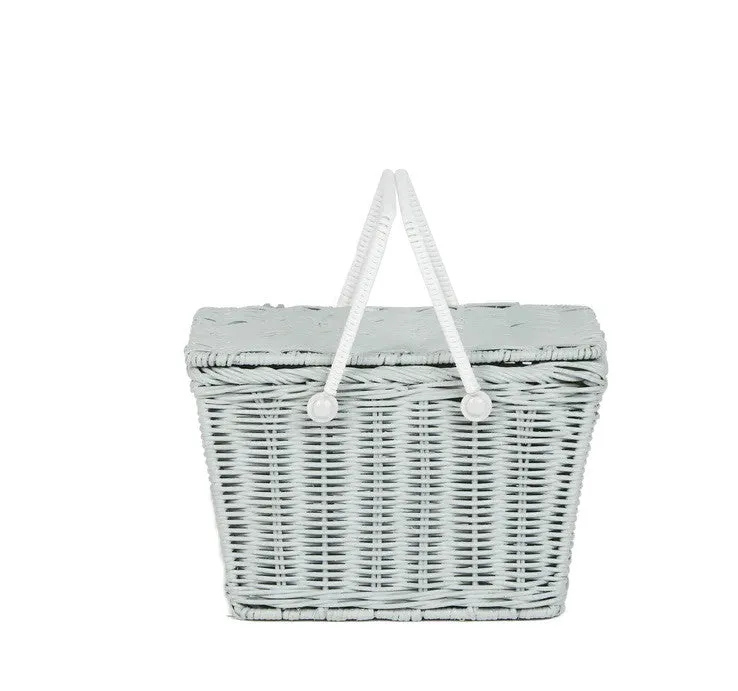 Piki Rattan Basket - Vintage Blue