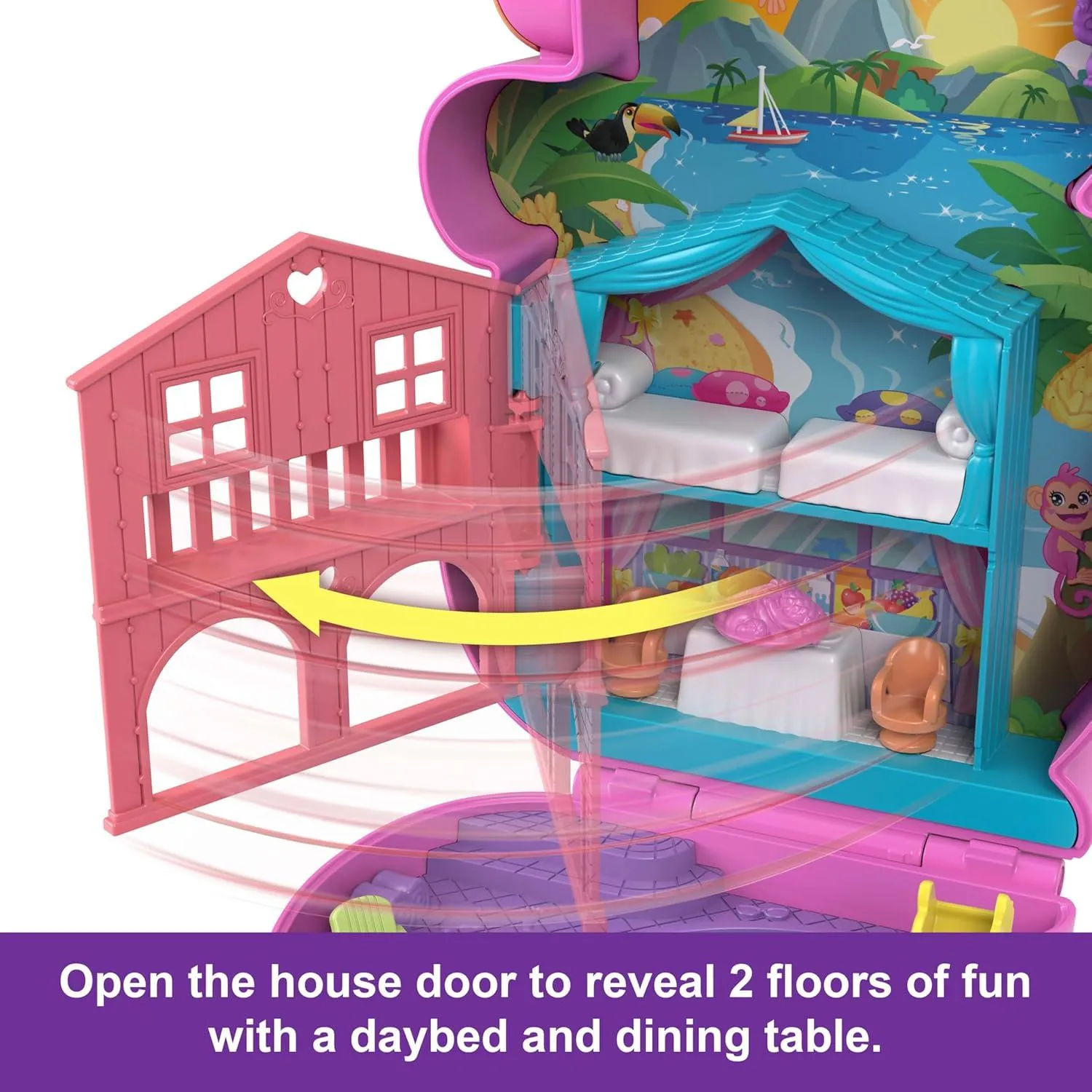 Polly Pocket Dolls & Playset with Pets & 13 Accessories 2-in-1 Momma Monkey & Baby Wearable Purse & Animal Toy Multicolor