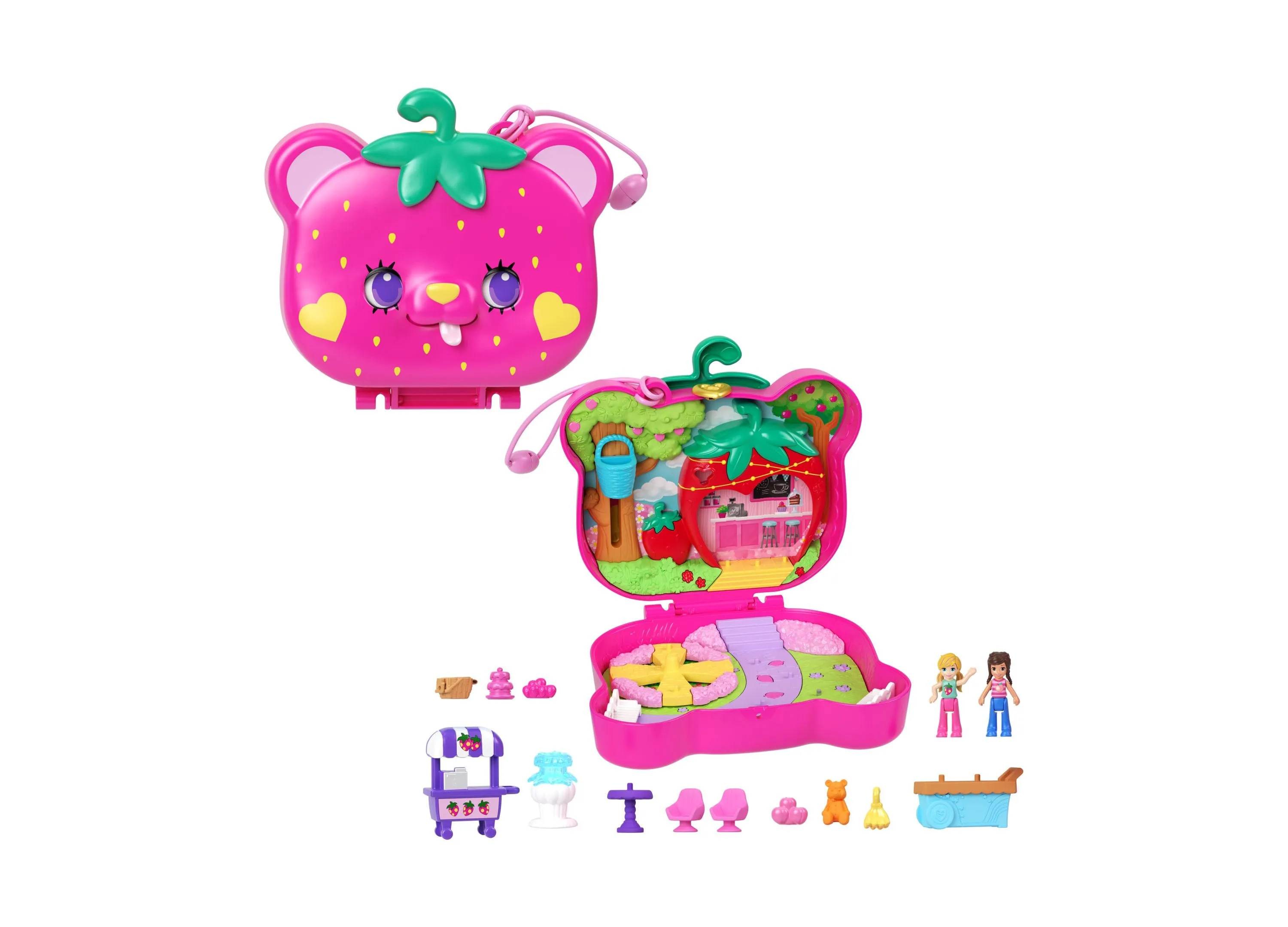 Polly Pocket Straw-Beary Patch Compact Playset with Garden Theme