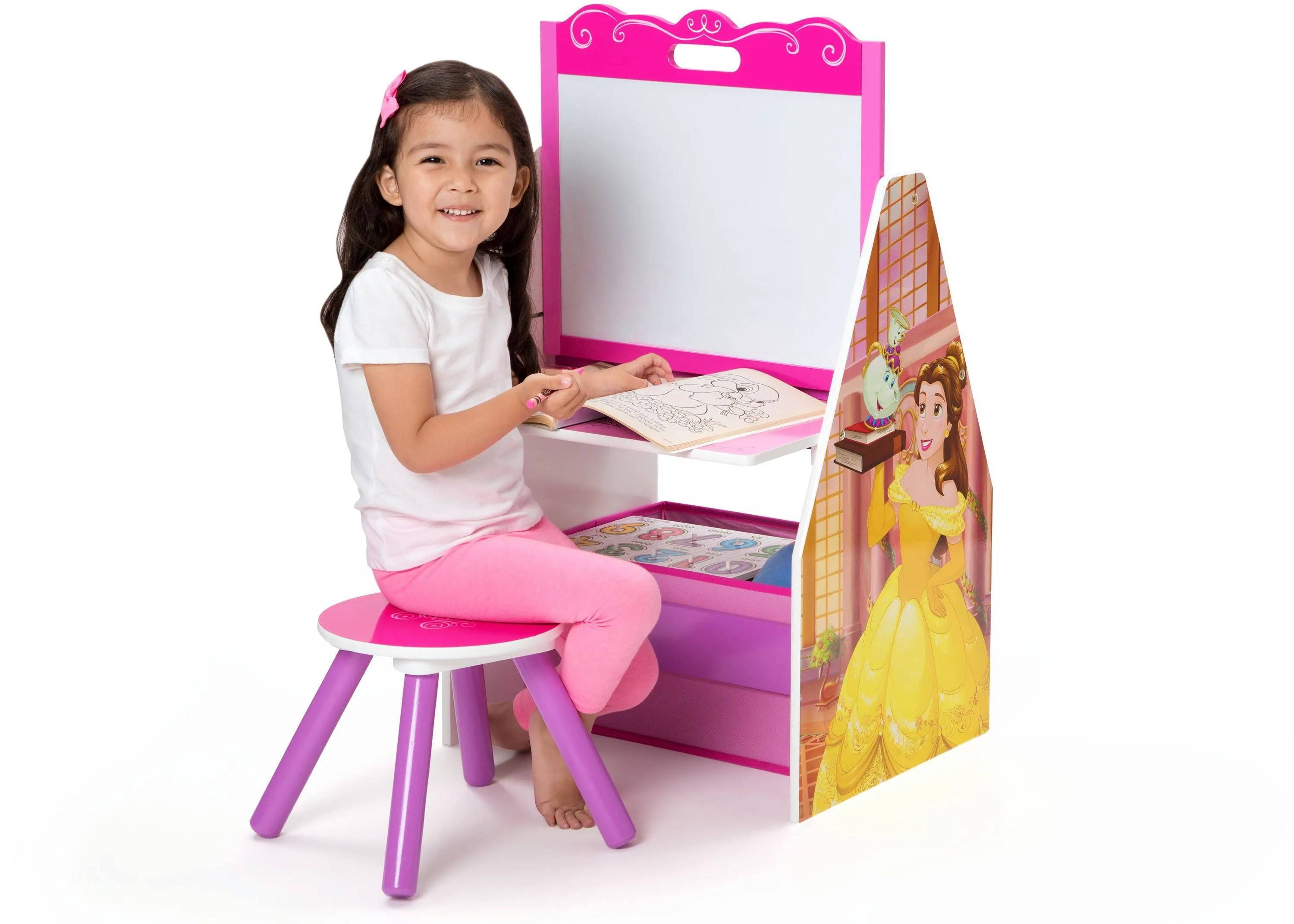Princess Activity Center - Easel Desk with Stool & Toy Organizer