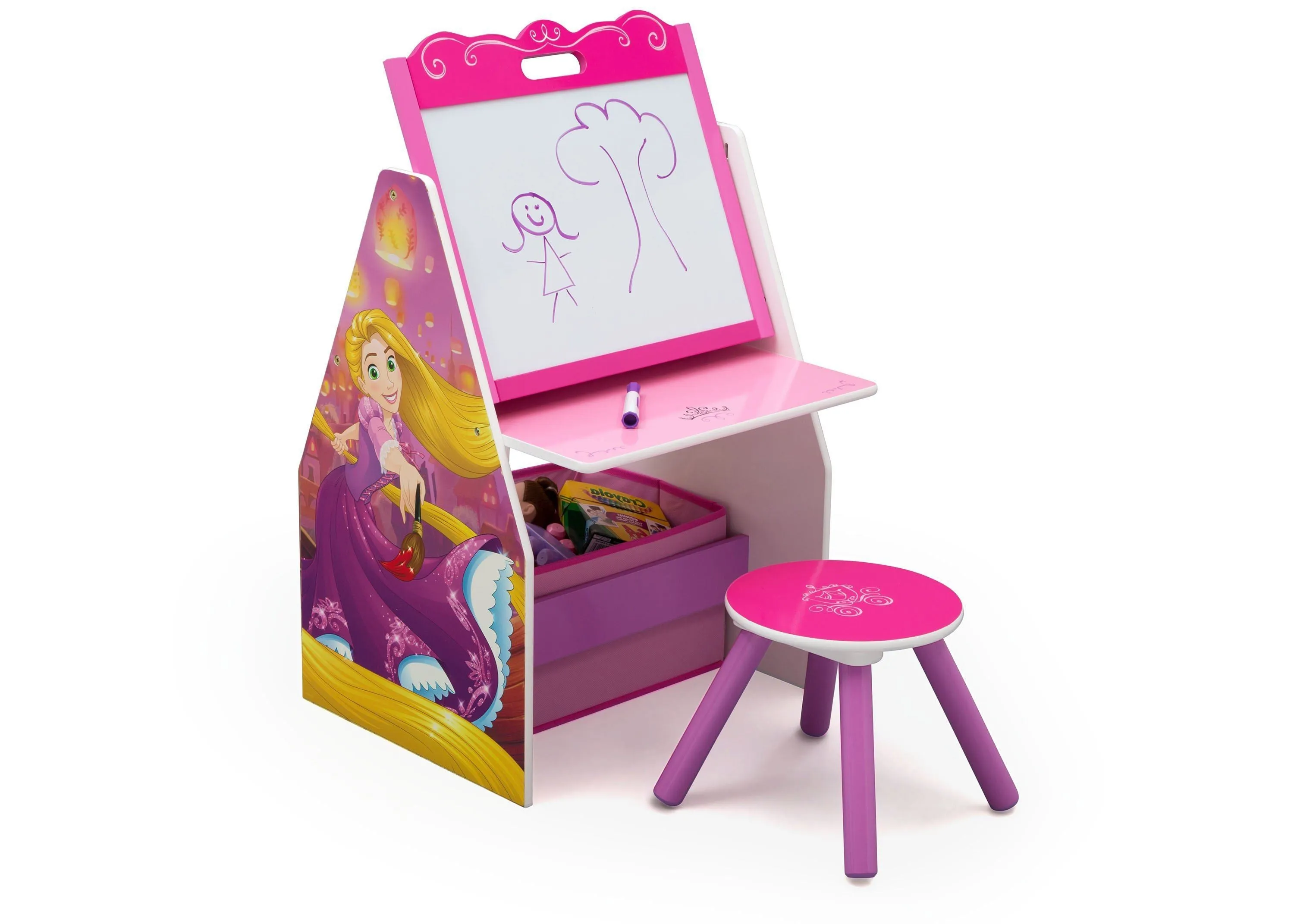 Princess Activity Center - Easel Desk with Stool & Toy Organizer