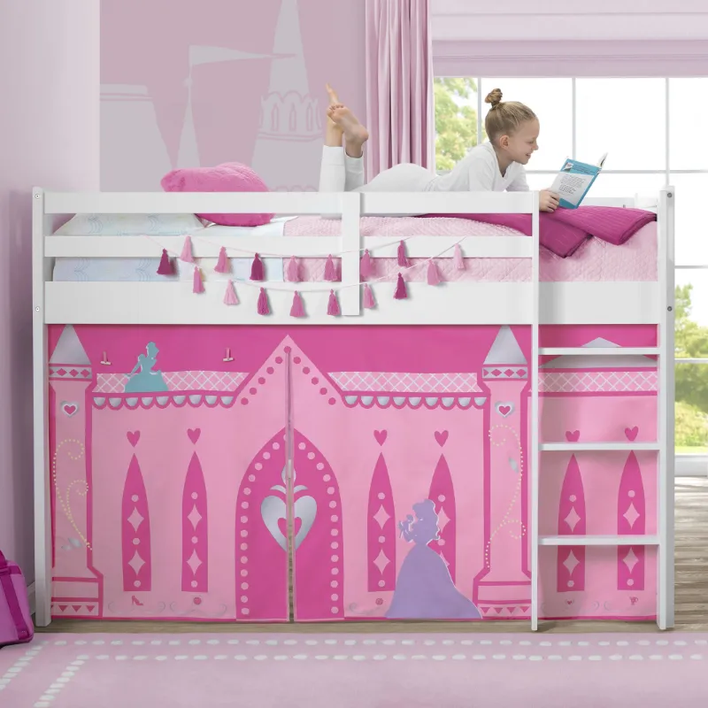 Princess Loft Bed Tent - Curtain Set for Twin Loft Bed (Bed Sold Separately)
