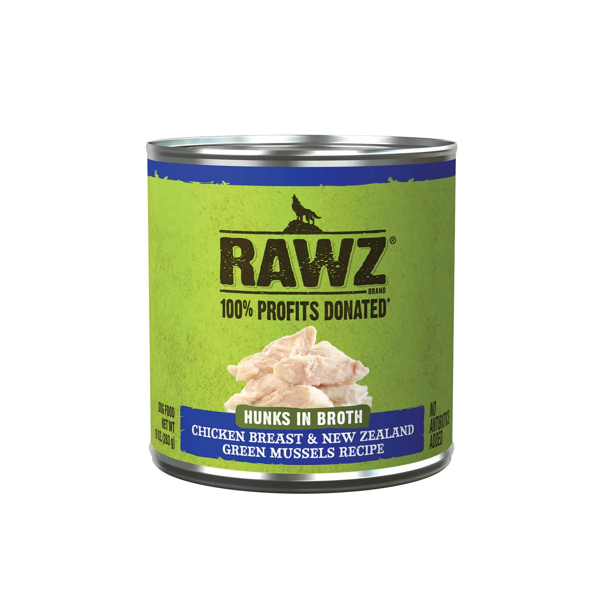 RAWZ Hunks in Broth Chicken Breast & New Zealand Green Mussel Recipe Canned Dog Food