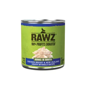RAWZ Hunks in Broth Chicken Breast & New Zealand Green Mussel Recipe Canned Dog Food