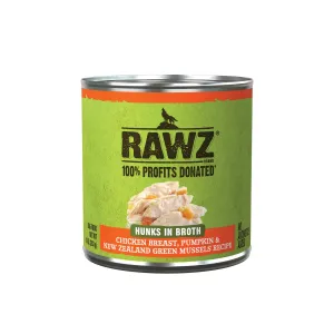 RAWZ Hunks in Broth Chicken Breast, Pumpkin & New Zealand Green Mussel Recipe Canned Dog Food
