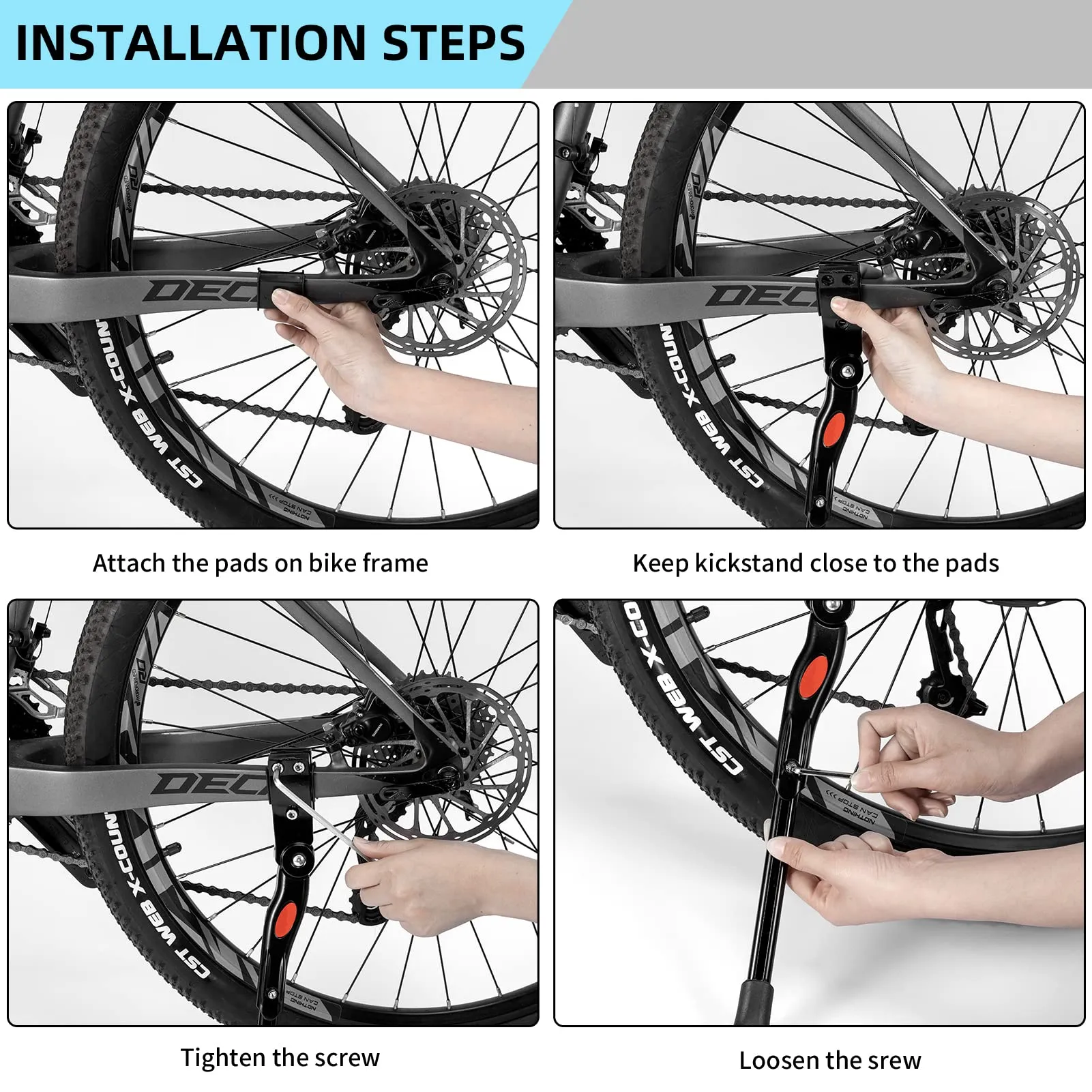 ROCKBROS Adjustable Rear Kickstand for 22"-28" Bikes