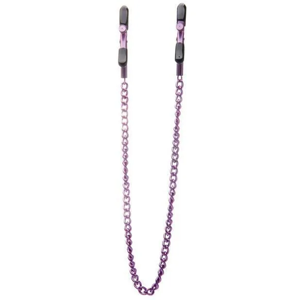 Shots - Ouch! Adjustable Nipple Clamps With Chain (Purple)