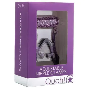 Shots - Ouch! Adjustable Nipple Clamps With Chain (Purple)