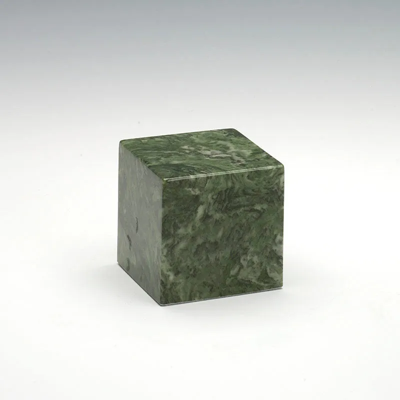 Small Cube Cultured Marble Urn in Emerald