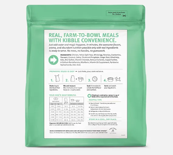 Sojos Complete Chicken Recipe Adult Freeze-Dried Grain-Free Raw Dog Food