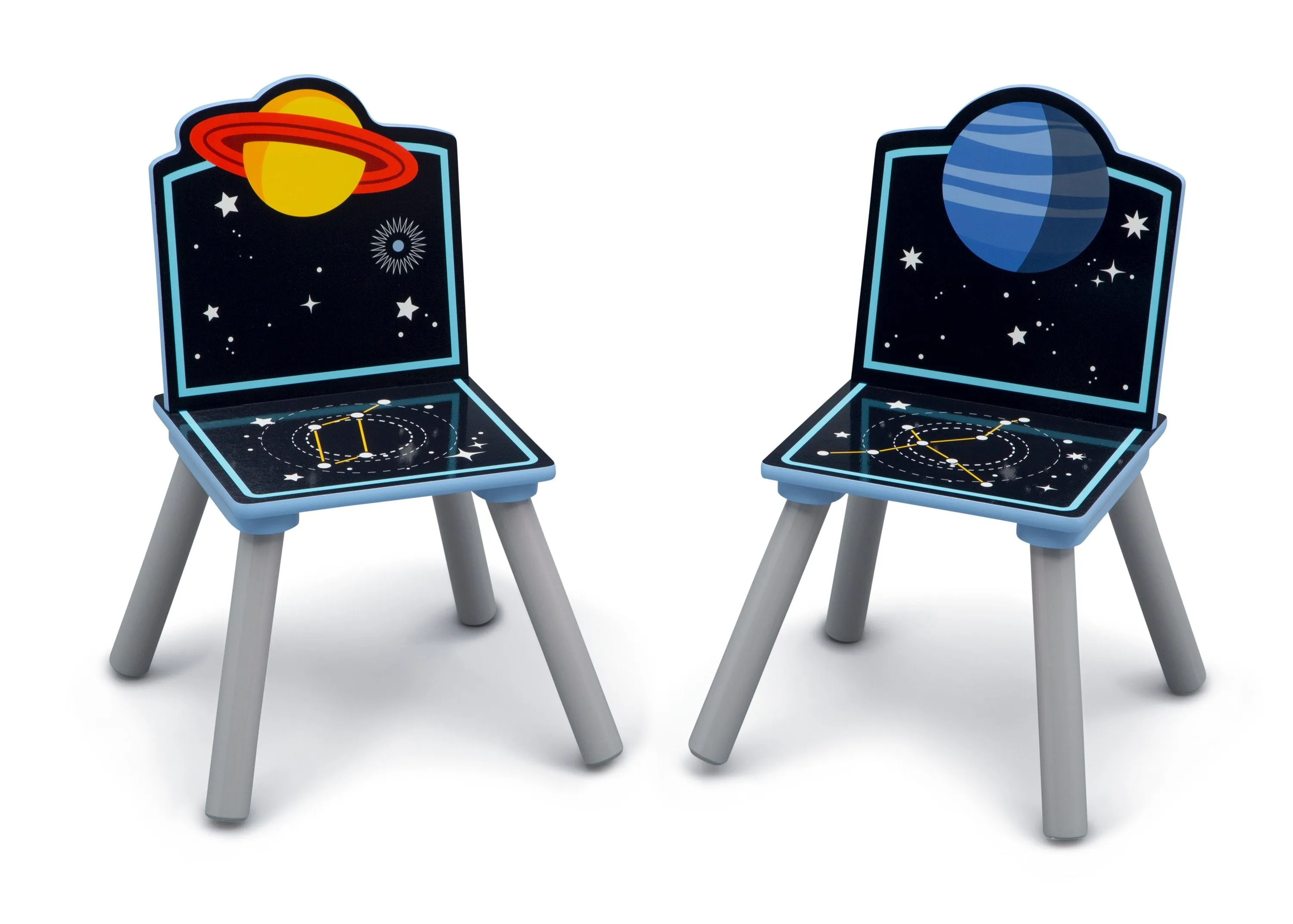 Space Adventures Kids Wood Table and Chair Set with Storage