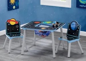 Space Adventures Kids Wood Table and Chair Set with Storage