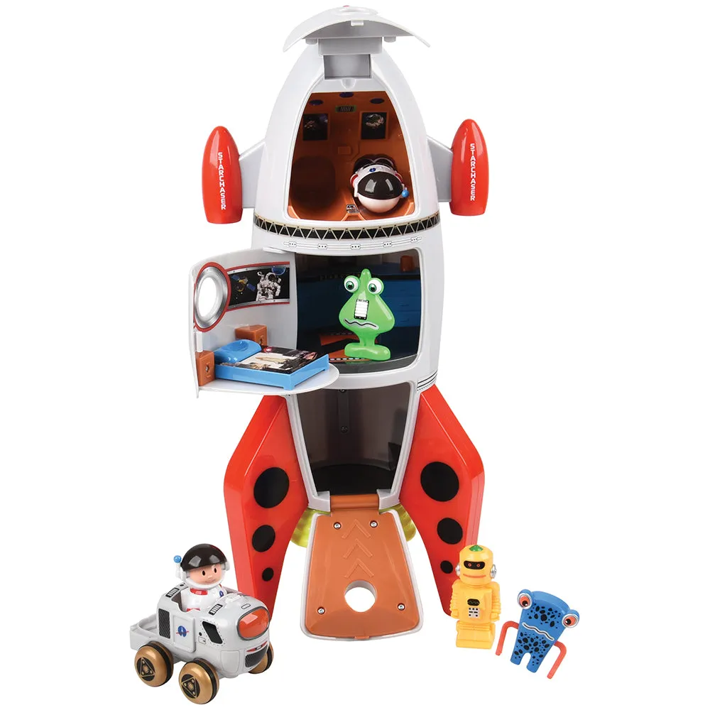 Space Mission Rocket Ship Playset with Astronauts, Aliens & Countdown Sounds | 7-Piece Set