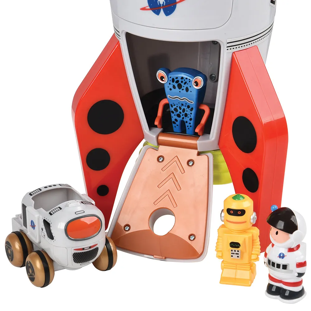 Space Mission Rocket Ship Playset with Astronauts, Aliens & Countdown Sounds | 7-Piece Set