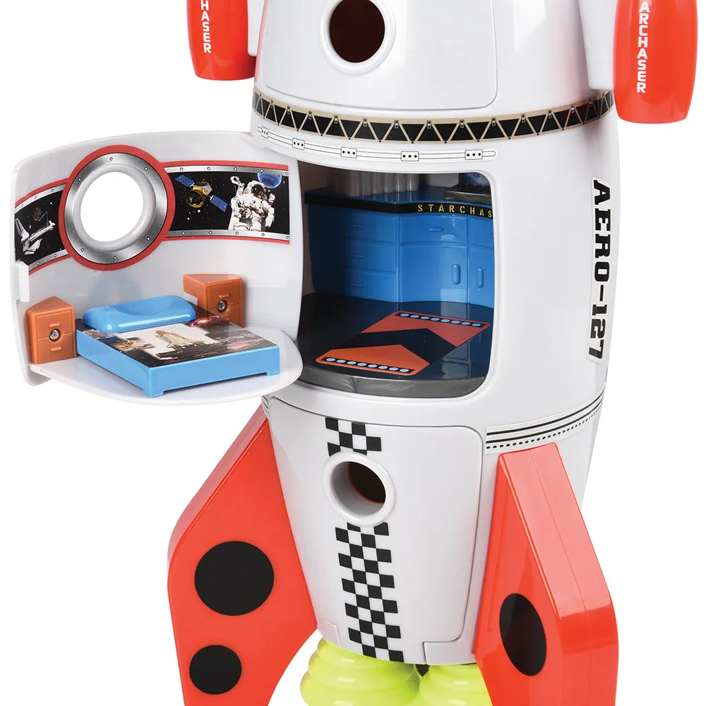 Space Mission Rocket Ship Playset with Astronauts, Aliens & Countdown Sounds | 7-Piece Set