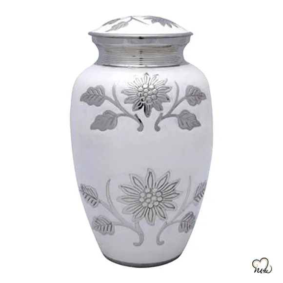Sunflower White Brass Cremation Urn