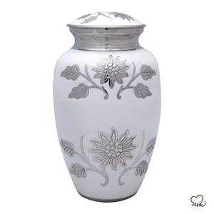 Sunflower White Brass Cremation Urn