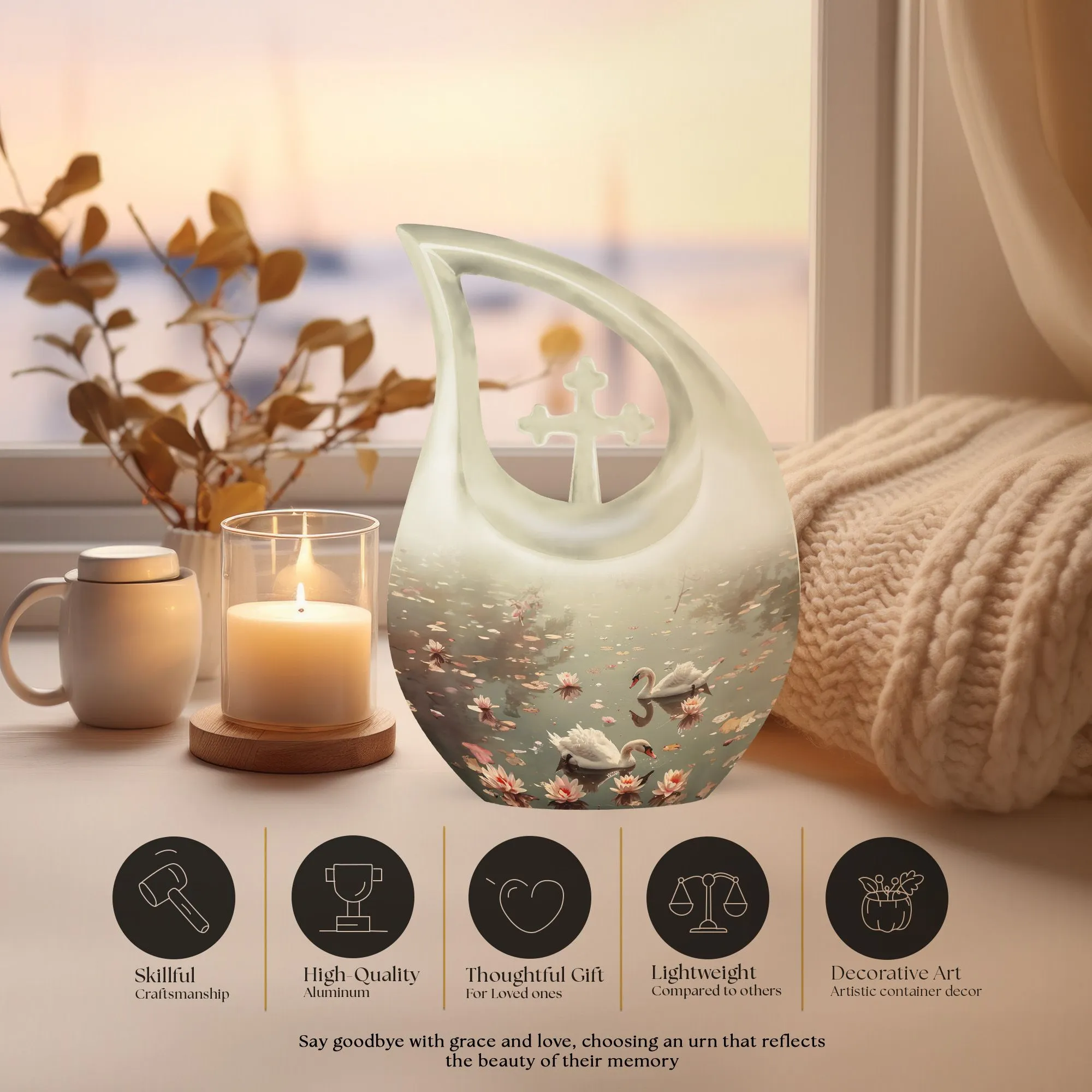 Swan Cremation Urn: Keepsake Miniature Urn For Adult Human Ashes