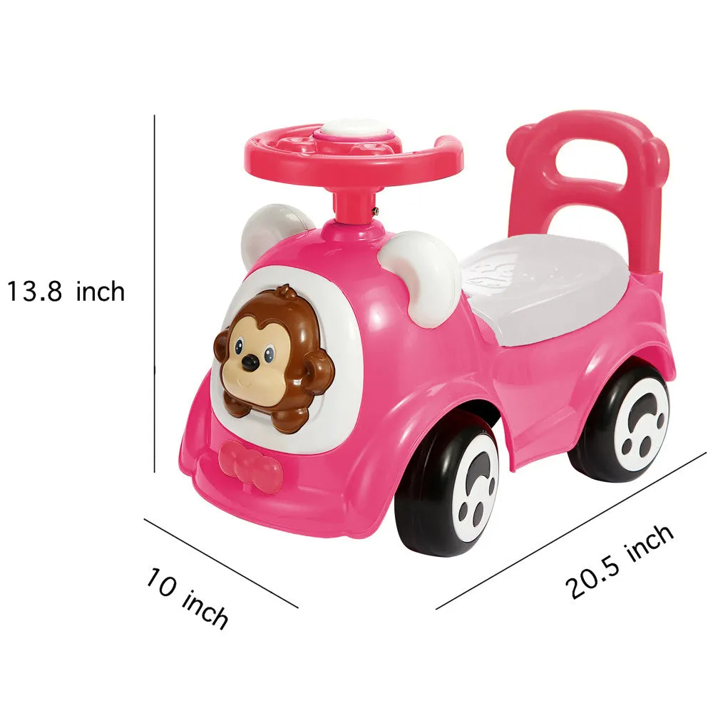 Timate - Push & Ride Racer - Pink & Monkey - Foot-To-Floor Ride-On