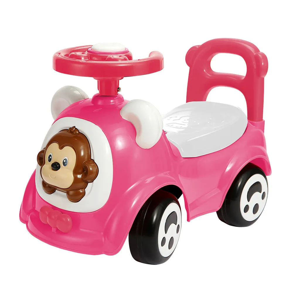 Timate - Push & Ride Racer - Pink & Monkey - Foot-To-Floor Ride-On