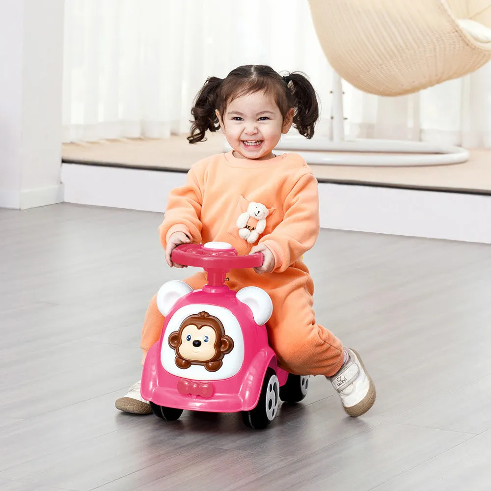 Timate - Push & Ride Racer - Pink & Monkey - Foot-To-Floor Ride-On