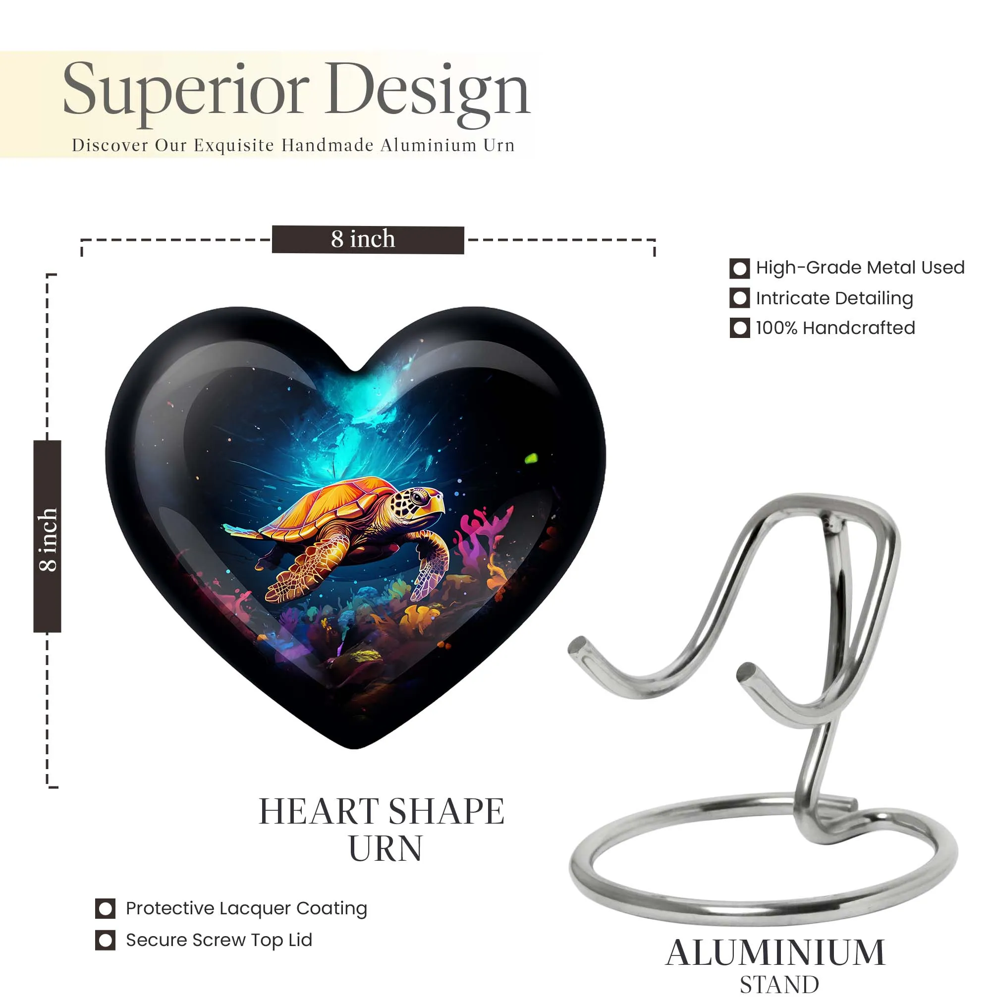 Turtle Urn Embracing Heart, Honouring Life - Cremation Urn For Men