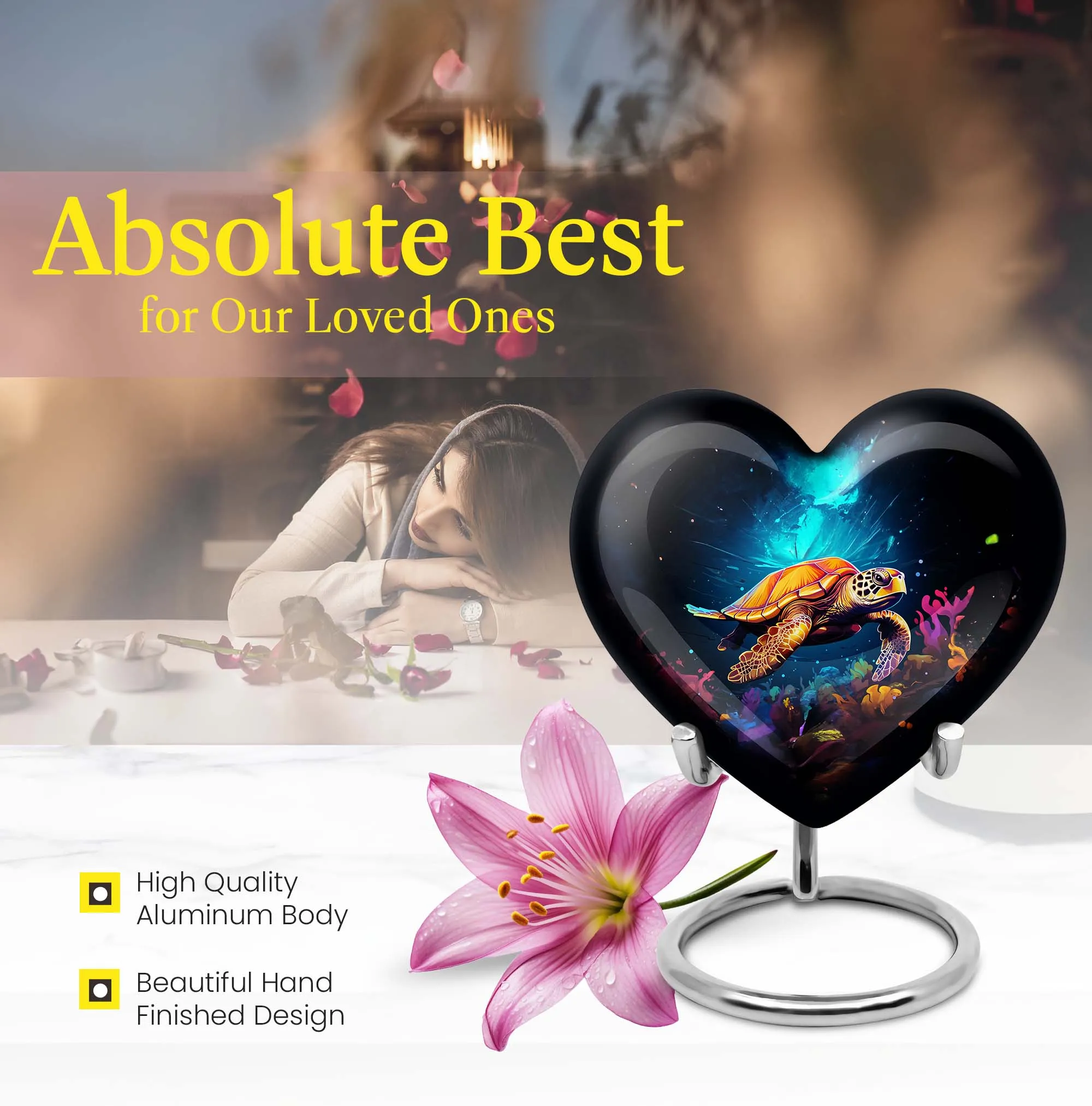Turtle Urn Embracing Heart, Honouring Life - Cremation Urn For Men