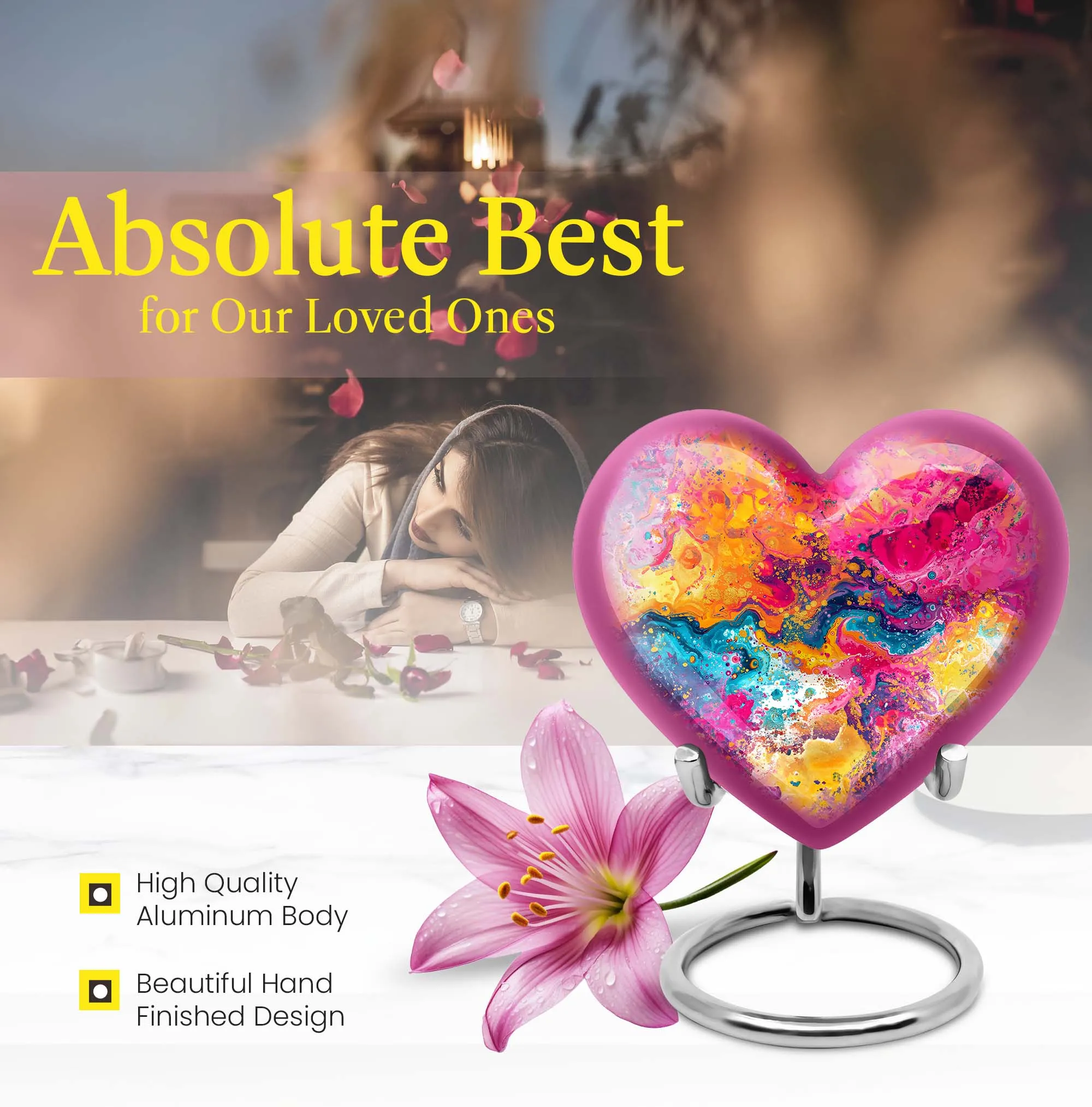 Vibrant Swirl Cremation Elegance - Uniquely Crafted Aluminium Urn