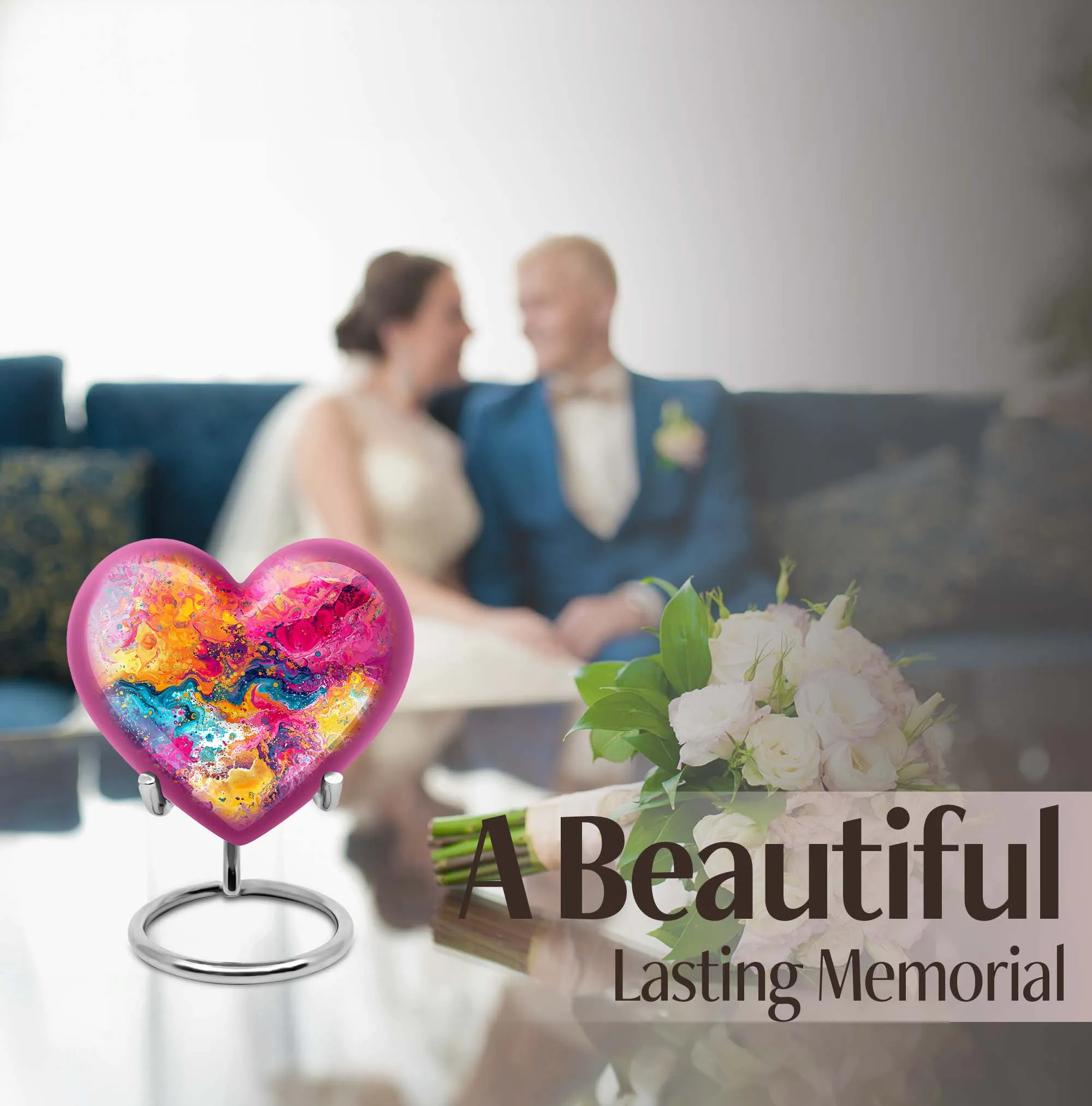 Vibrant Swirl Cremation Elegance - Uniquely Crafted Aluminium Urn