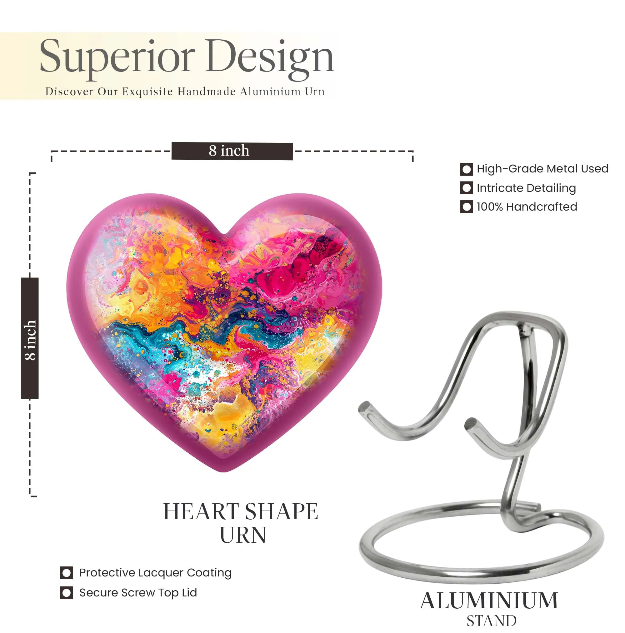 Vibrant Swirl Cremation Elegance - Uniquely Crafted Aluminium Urn