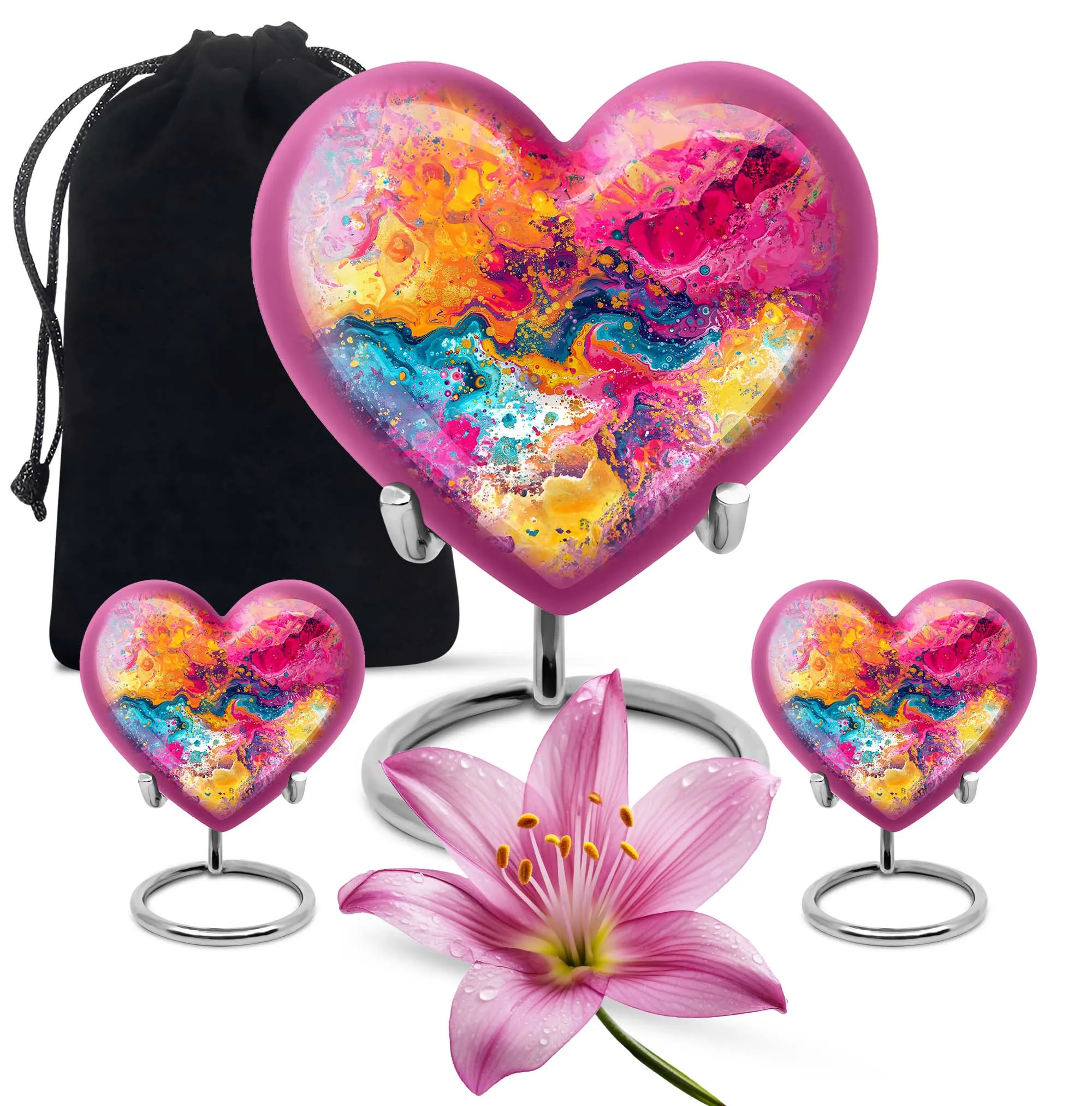 Vibrant Swirl Cremation Elegance - Uniquely Crafted Aluminium Urn