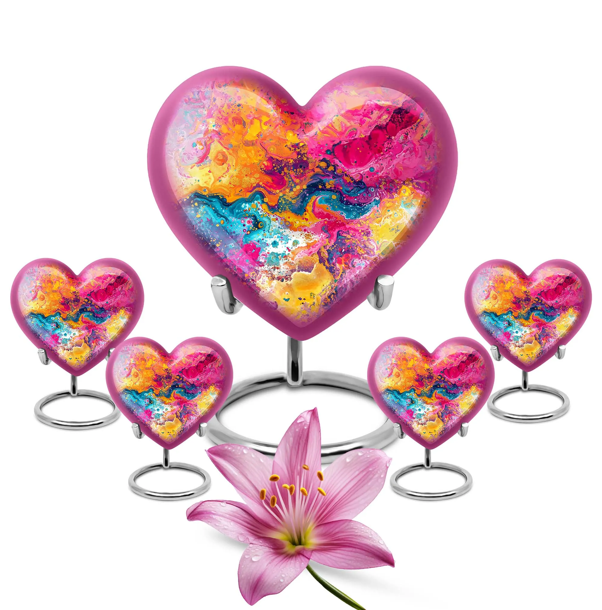 Vibrant Swirl Cremation Elegance - Uniquely Crafted Aluminium Urn