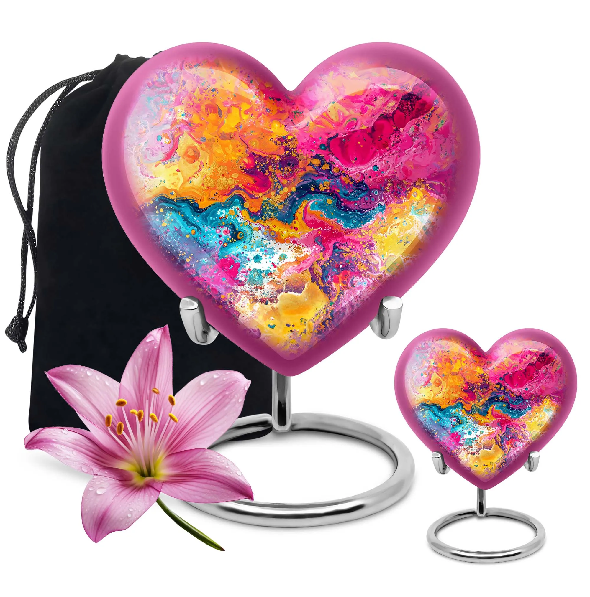 Vibrant Swirl Cremation Elegance - Uniquely Crafted Aluminium Urn